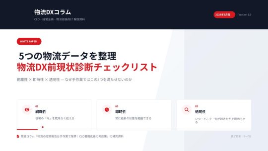 05/18号_5つの物流データを整理／物流DX前現状診断チェックリスト
