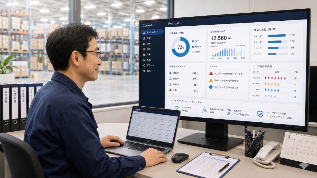 既存WMSとのAPI連携による生産性可視化