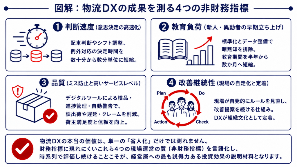 物流DXの成果を測る4つの非財務指標マップ