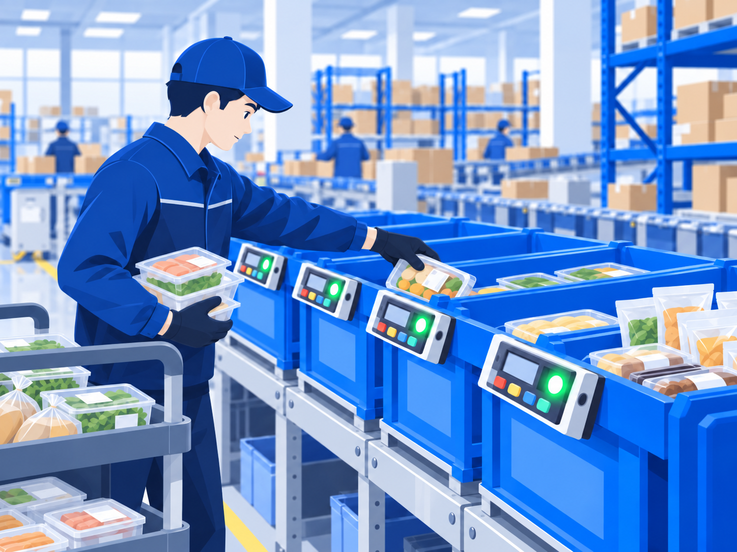 食品物流センターの仕分け工程改善イメージ