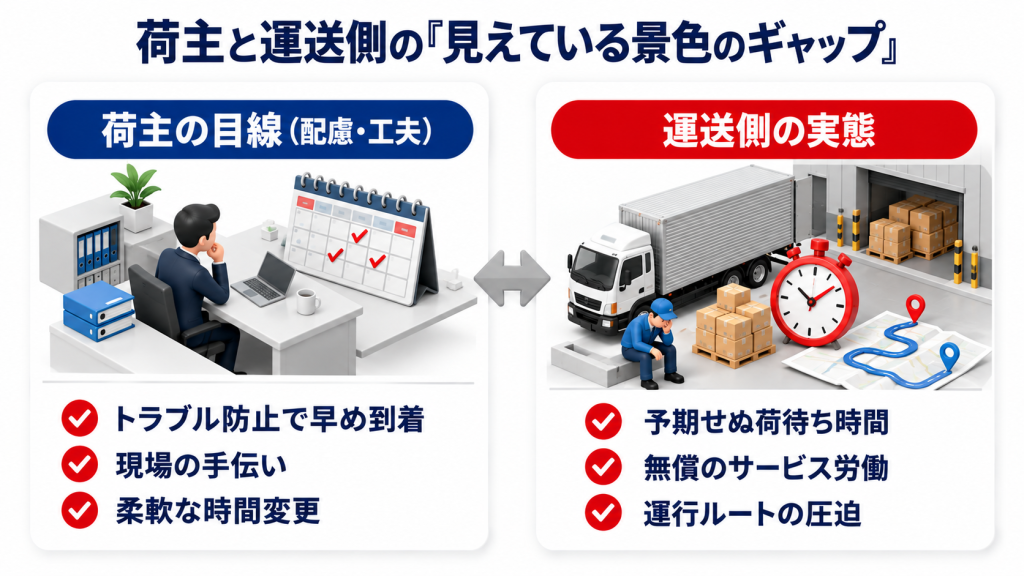荷主と運送側との景色のギャップ